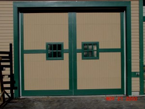 Residential Garage Door with Green Trim | Scarborough, ME